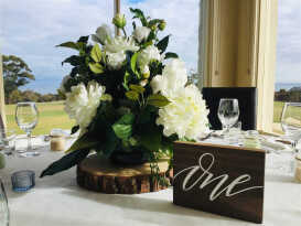 Round Green & White Flower Centrepiece