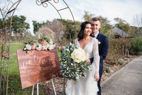 Rose Gold Wooden Welcome Sign