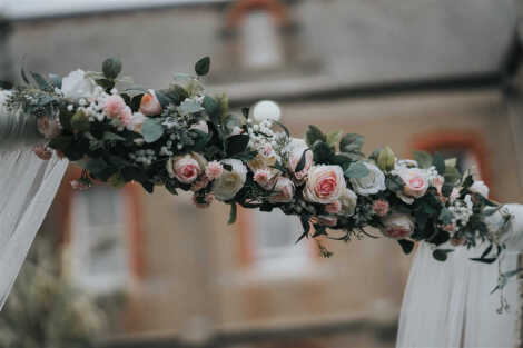 Soft Pink Roses & Greenery Arbour Flowers - Melissa