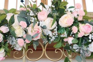 Soft Pink Roses & Greenery Arbour Flowers - Melissa