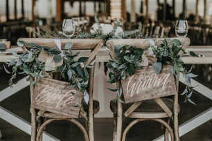 Rustic Leaves & Hessian Chair Arrangement 