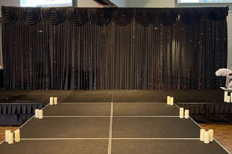 Black Curtain Backdrop w/Fairy Lights - 6m x 3m