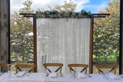 Ladder Arbour w/ Chiffon Curtains 