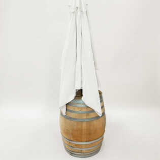 Wine Barrel + Beige Umbrella