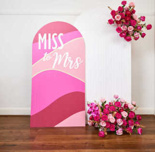 'Miss to Mrs' Pink Arch Backdrop (S)