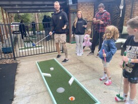Backyard Mini Golf action! 